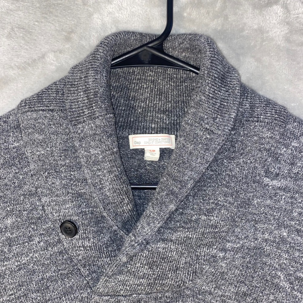 Gap‎ Men's Grey Heathered Shawl Collar Sweater 100% Cotton Size S/P
